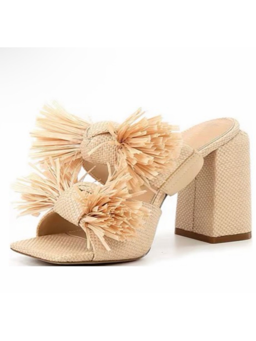 NWOT Gianni Bini Maguire Raffia Knotted Fringe Slide Sandals Sz 7.5